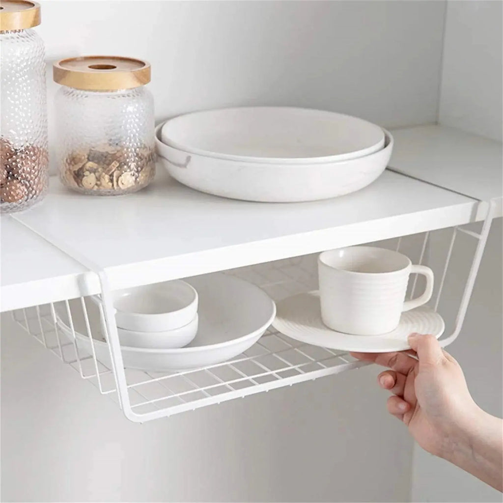 Under-Shelf Storage Basket – Space-Saving Shelf Organizer (2-Pack)