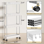 5.1” Slim Rolling Storage Cart for Narrow Spaces – 4-Tier Gap Organizer