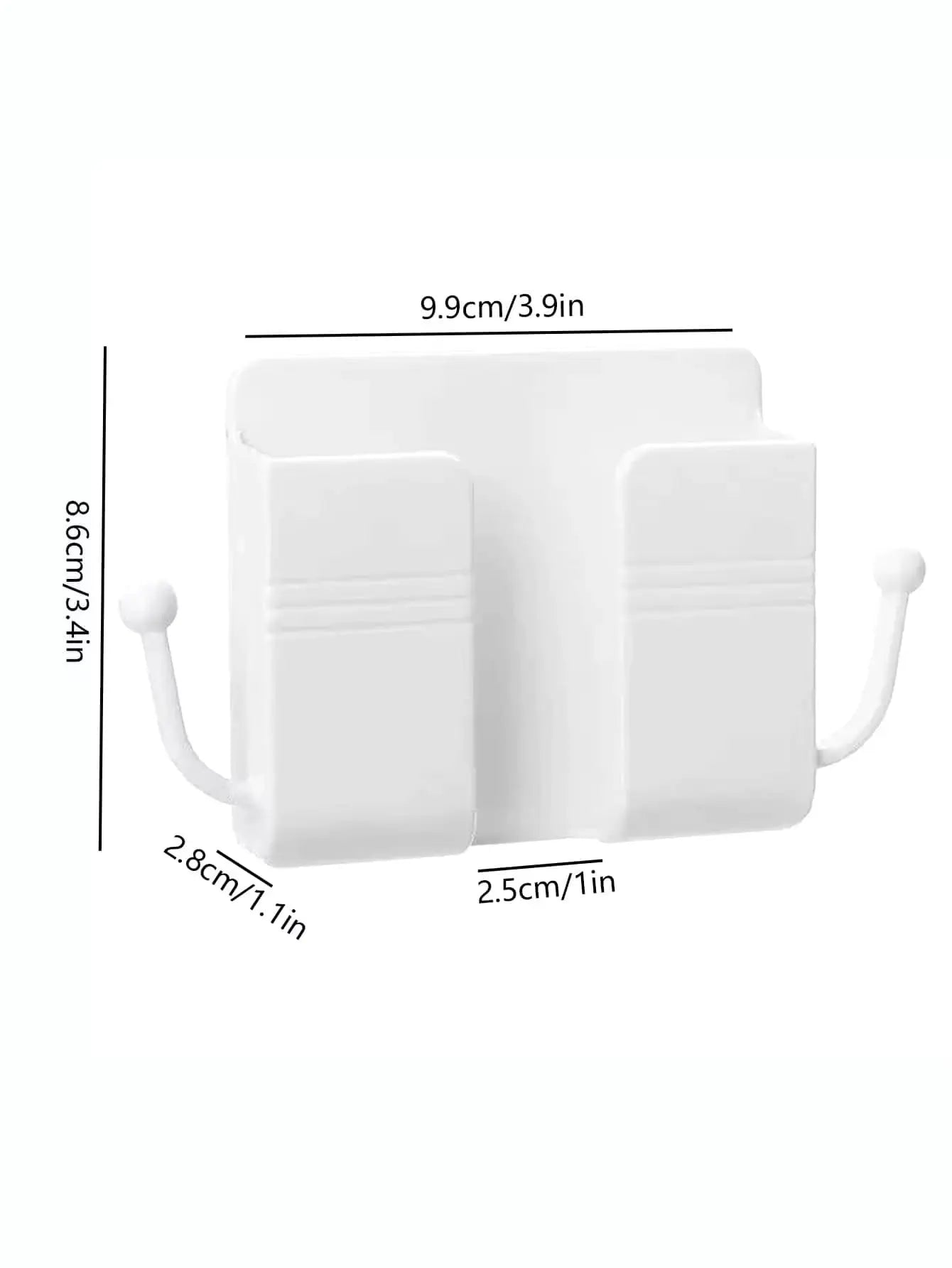 Wall-Mounted Remote Control Storage Box with Hook Storage Rack Bedside Mobile Phone Charging Stand 1 Piece