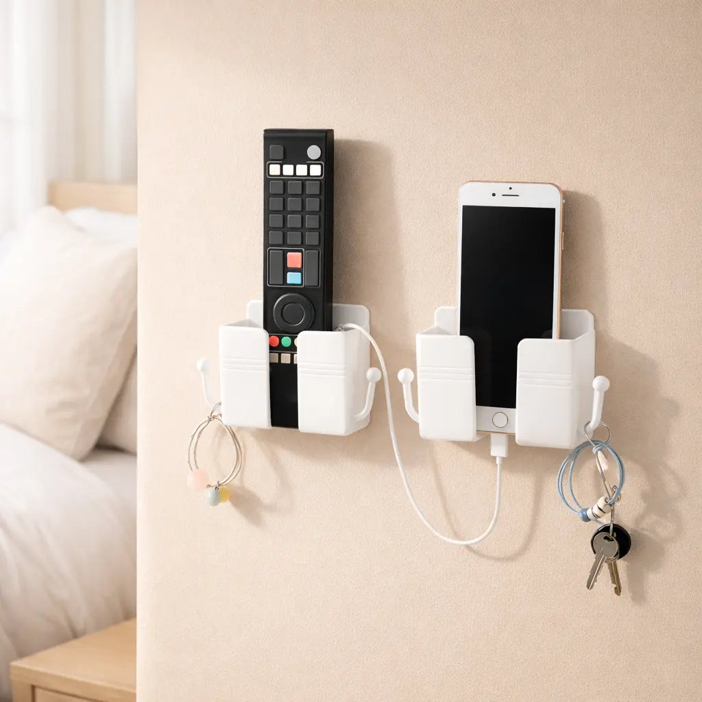 Wall Mounted Organizer Storage with Hook Remote Control Holder SimplyStoredHome