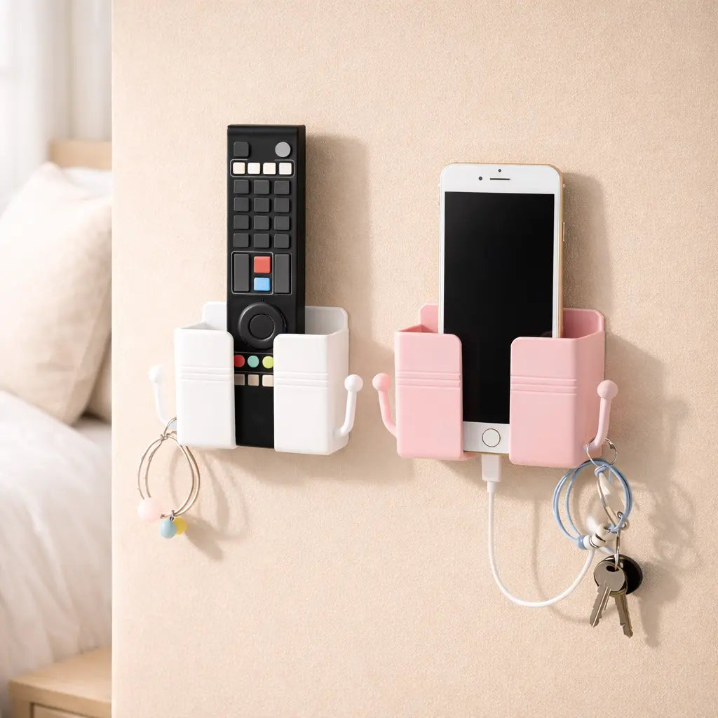 Wall Mounted Organizer Storage with Hook Remote Control Holder SimplyStoredHome
