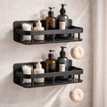 No Drill Aluminum Shower Shelf – Wall Mounted Bathroom & Kitchen Storage Organizer Rack (Single / 2PCS, Black or Silver) SimplyStoredHome